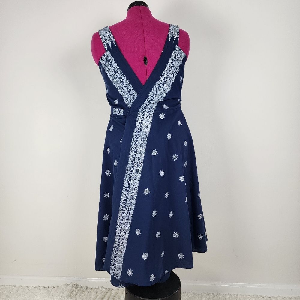 Wrap Midi Dress Boho Bandana Print Fit And Flare A-line Pockets Summer Sun dress - Picture 5 of 15